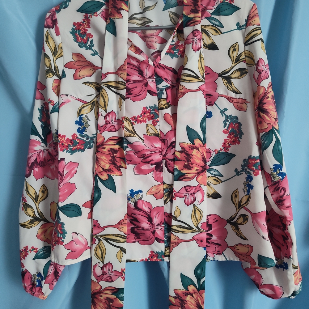 SHEIN Floral Blouse - Pink and Green